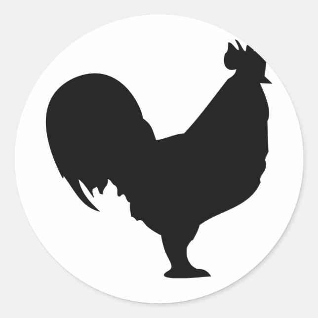 Pegatina Redonda icono del gallo negro (Anverso)