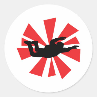 Pegatina Redonda icono del paracaidismo ascensional