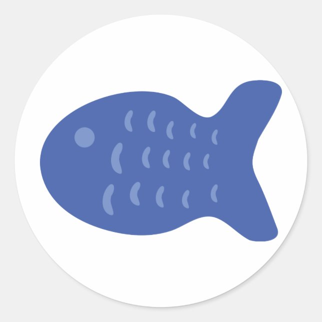 Pegatina Redonda icono del pez azul (Anverso)