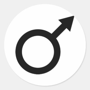 Pegatina Redonda icono del signo masculino del hombre negro