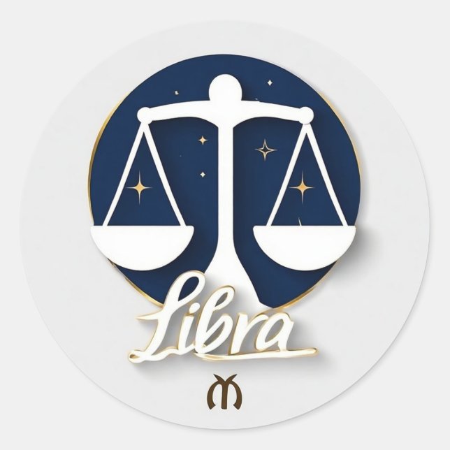Pegatina Redonda Icono del signo zodiacal Libra con balanzas equili (Anverso)