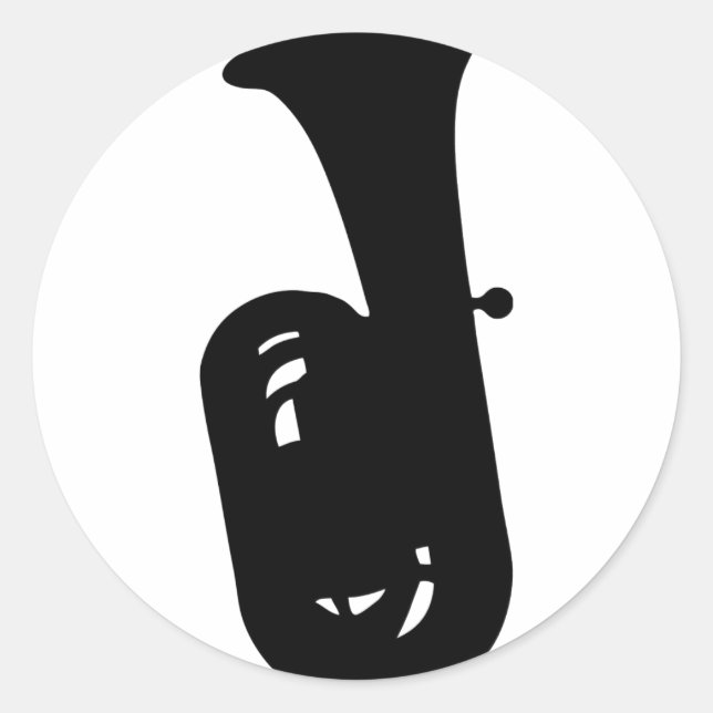 Pegatina Redonda icono del tuba negro (Anverso)