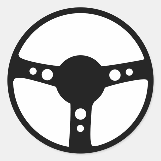 Pegatina Redonda icono del volante de la dirección en pista negra (Anverso)