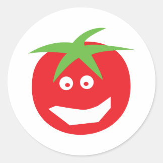 Pegatina Redonda icono divertido de tomate rojo