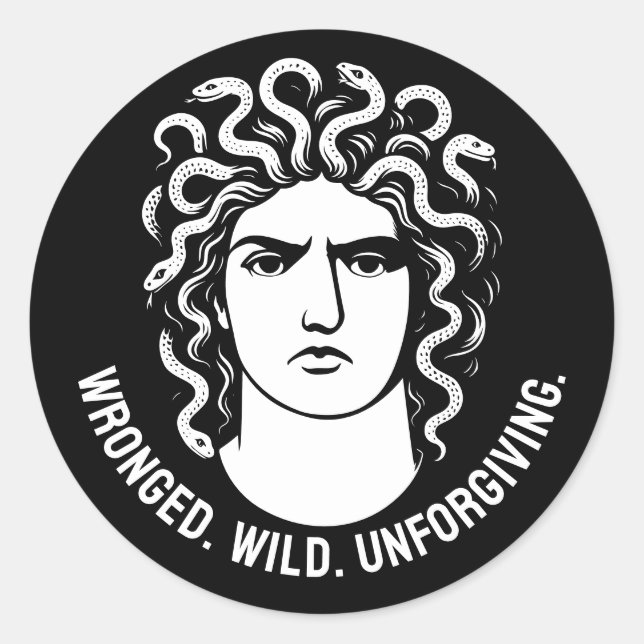 Pegatina Redonda Icono Feminista Medusa (Anverso)