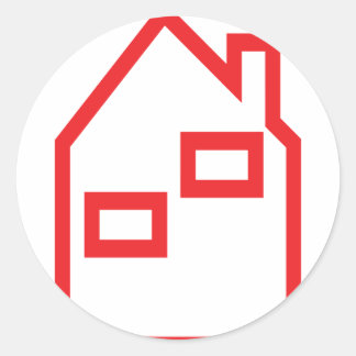 Pegatina Redonda icono inmobiliario de la casa roja