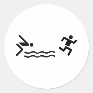 Pegatina Redonda icono negro de aquathlon