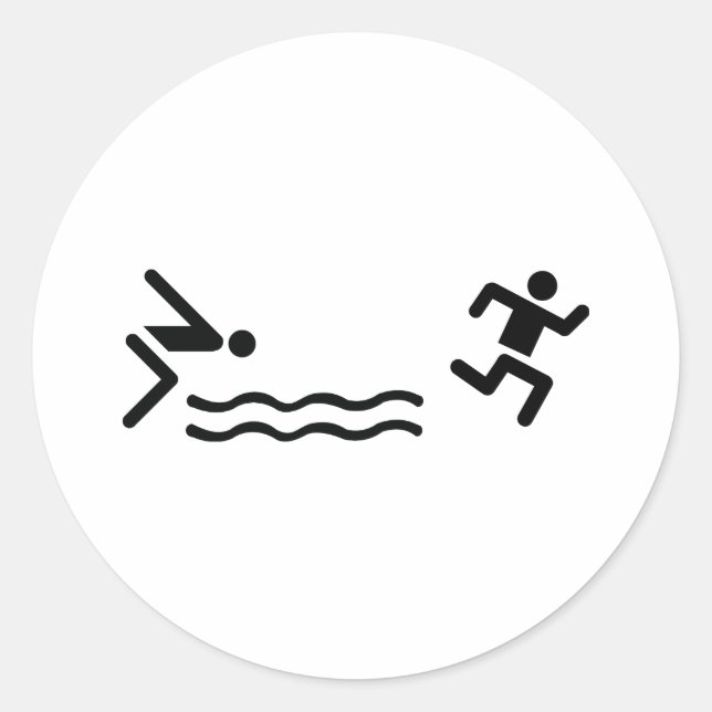 Pegatina Redonda icono negro de aquathlon (Anverso)