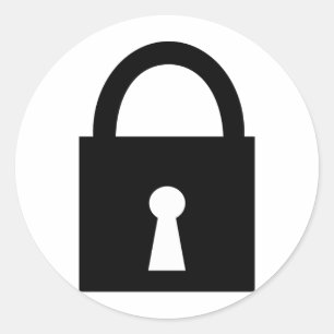 Pegatina Redonda icono negro de la cerradura