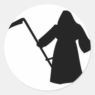 Pegatina Redonda icono negro de la muerte de la parrilla