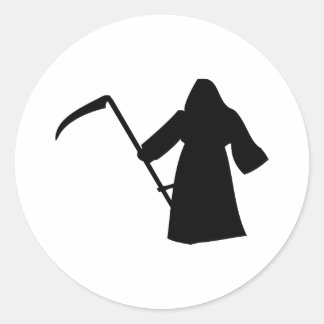 Pegatina Redonda icono negro de la muerte de la parrilla