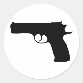 Pegatina Redonda icono negro de Pistol