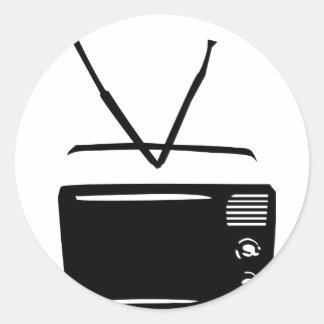 Pegatina Redonda icono negro de televisión
