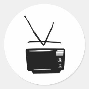 Pegatina Redonda icono negro de televisión