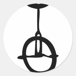 Pegatina Redonda icono negro de unicycle