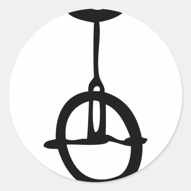 Pegatina Redonda icono negro de unicycle (Anverso)