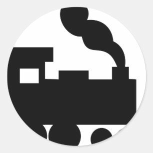 Pegatina Redonda icono negro del ferrocarril del tren