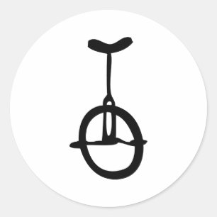 Pegatina Redonda icono negro del unicycle