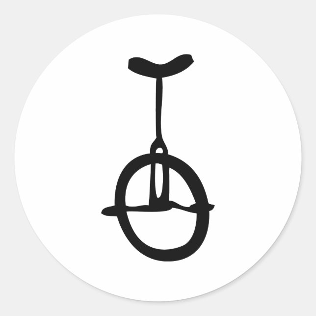 Pegatina Redonda icono negro del unicycle (Anverso)