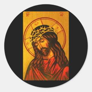 Pegatina Redonda Icono ortodoxo de Cristo el Novio