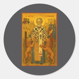 Pegatina Redonda Icono ortodoxo de San Ignacio de Antioquía