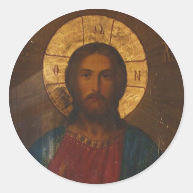PEGATINA REDONDA ICONO ORTODOXO GRIEGO VINTABLE (Anverso)