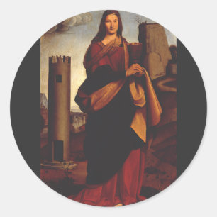Pegatina Redonda Icono sagrado de Santa Bárbara Arte Gráfico