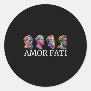 Pegatina Redonda Iconos estéticos Amor Fati Estoicismo Moderno Grie