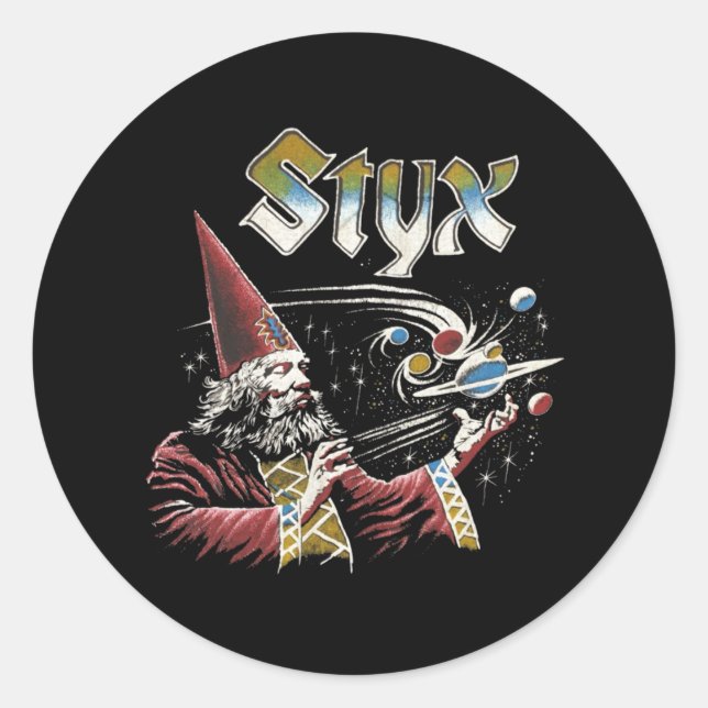Pegatina Redonda Íconos tributos de la banda STYX Retro 70 (Anverso)