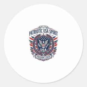 Pegatina Redonda Iconos y Símbolos de Escudo de Libertad Patriótica