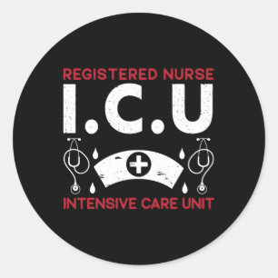 Pegatina Redonda Icu Hospital De Enfermeras Registrado Rn Intensivo