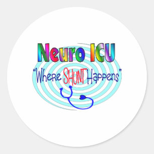 Pegatina Redonda ICU NEURO "donde sucede la DESVIACIÓN "