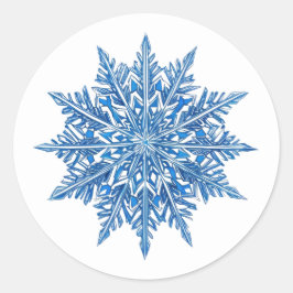 Pegatina Redonda Icy Blue Snowflake