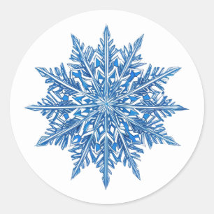 Pegatina Redonda Icy Blue Snowflake