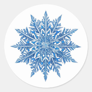 Pegatina Redonda Icy Blue Snowflake