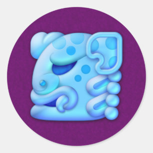 Pegatina Redonda Icy Maya Animal Head