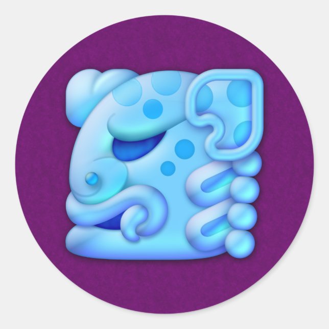 Pegatina Redonda Icy Maya Animal Head (Anverso)