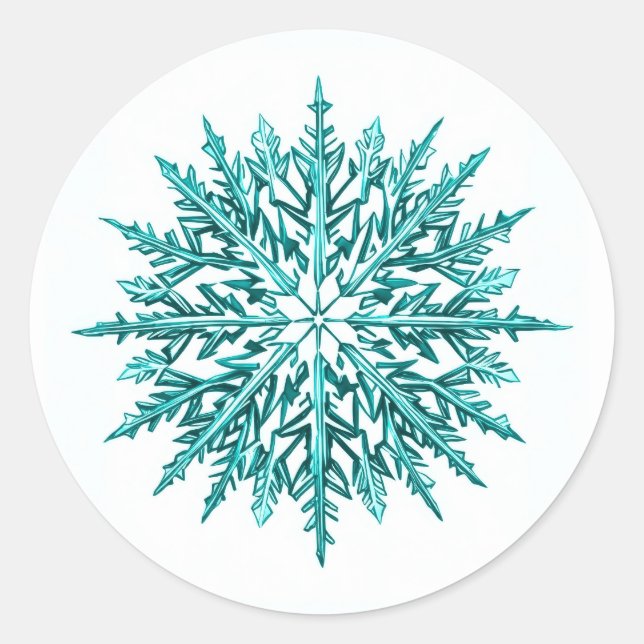 Pegatina Redonda Icy Snowflake (Anverso)