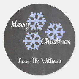 Pegatina Redonda Icy Snowflakes Chalkboard