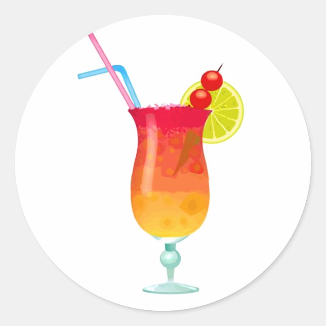 Pegatina Redonda Icy Tropical Rum Punch (Anverso)