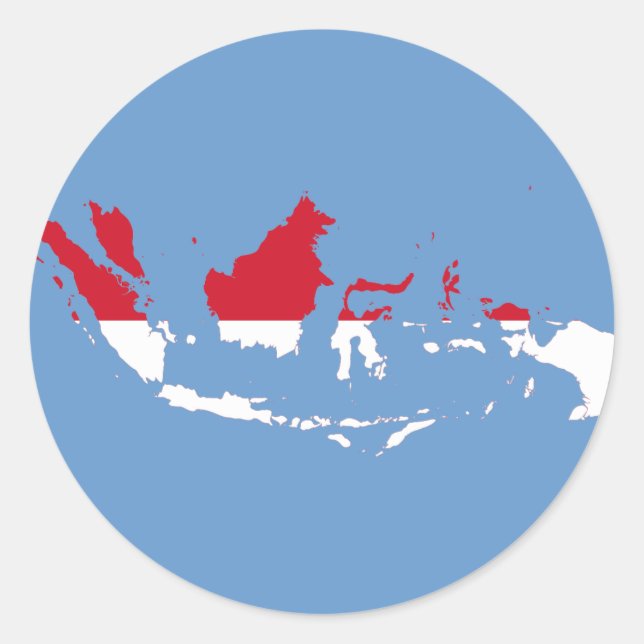 Pegatina Redonda ID de Indonesia, Yakarta, mapa de la bandera (Anverso)