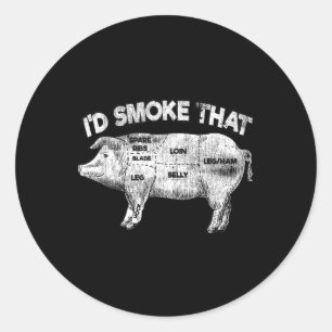 Pegatina Redonda Id Fumar Esa Graciosa Carne De Cerdo Vintage Humea