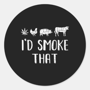 Pegatina Redonda Id Fumar Esa Graciosa Maleza Bbq