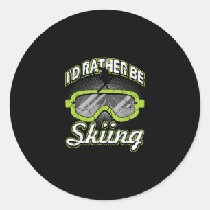 Pegatina Redonda Id Rar Be Skiper Funny Winter Sports Ski Goggles S