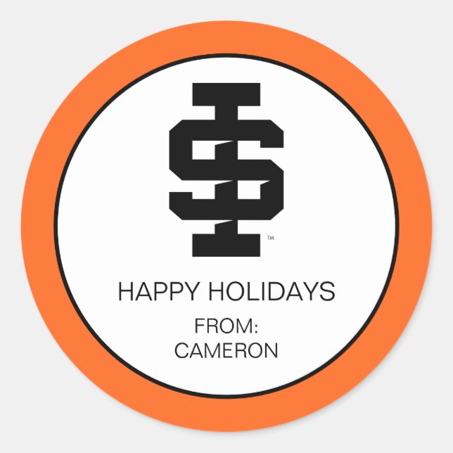 Pegatina Redonda Idaho State University Bold Bengala Logo (Anverso)