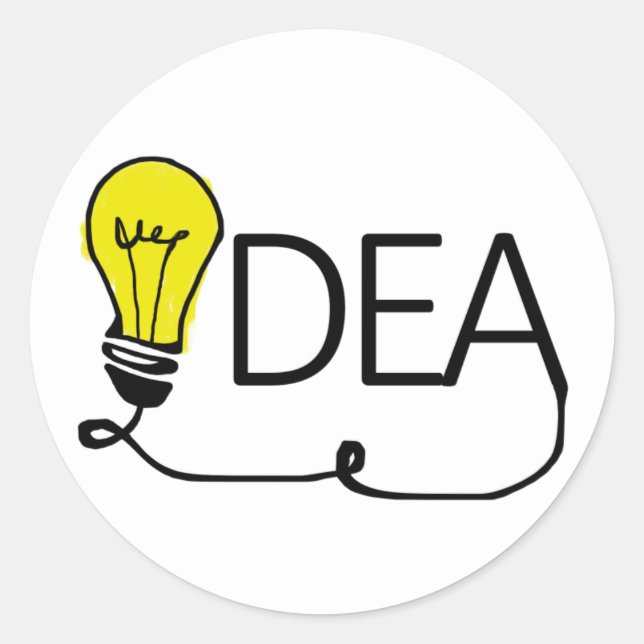 Pegatina Redonda Idea Bombilla, bombilla (Anverso)