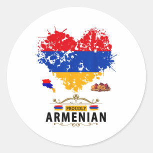 Pegatina Redonda Idea De Bandera Armenia Para Niños República De Br
