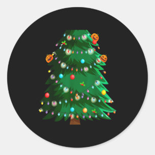Pegatina Redonda Idea de disfraz de árbol de Navidad para adultos y