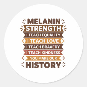 Pegatina Redonda Idea de educadora melanina para profesora negra co