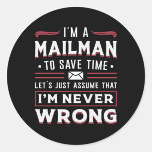 Pegatina Redonda Idea de regalo de entrega del día de Mailman Post 